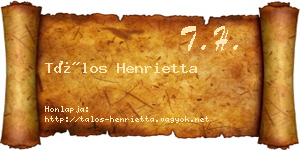 Tálos Henrietta névjegykártya